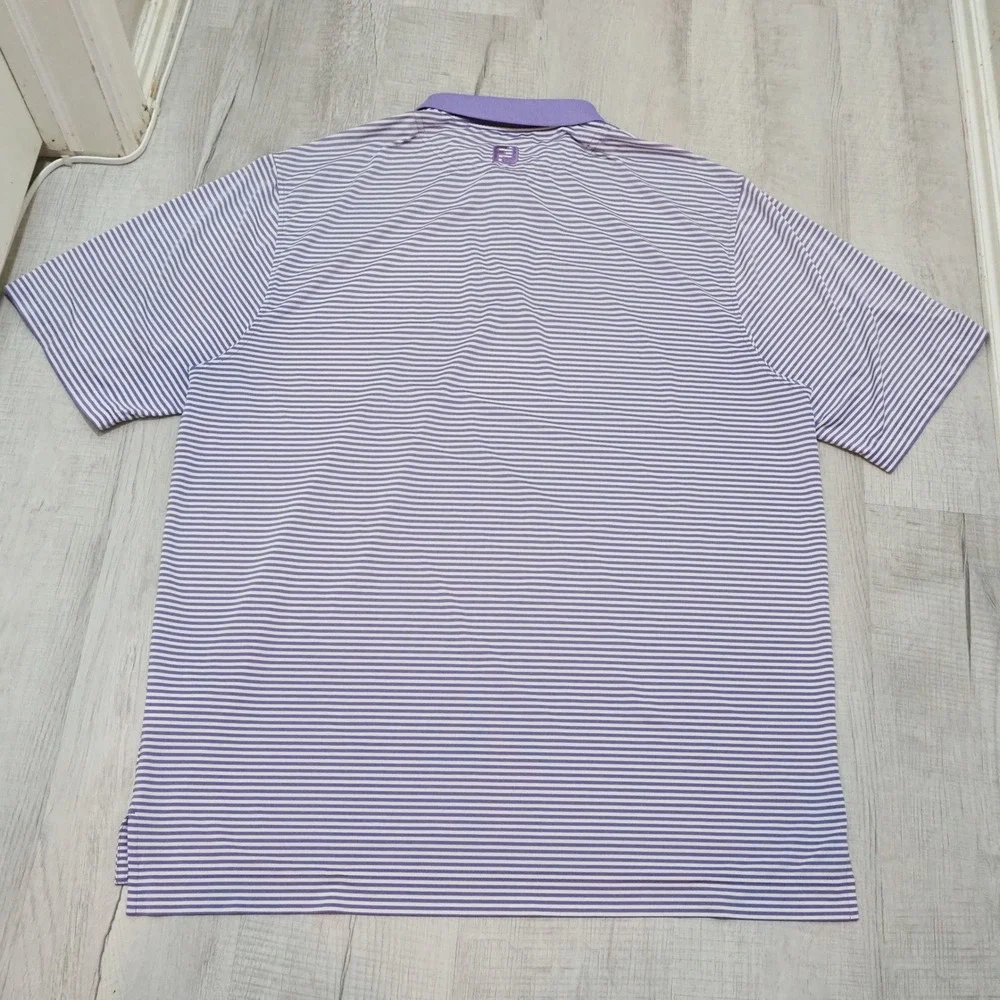 FootJoy Mens‎ XL Golf Polo Shirt Short Sleeve Performance Purple Striped ProDry